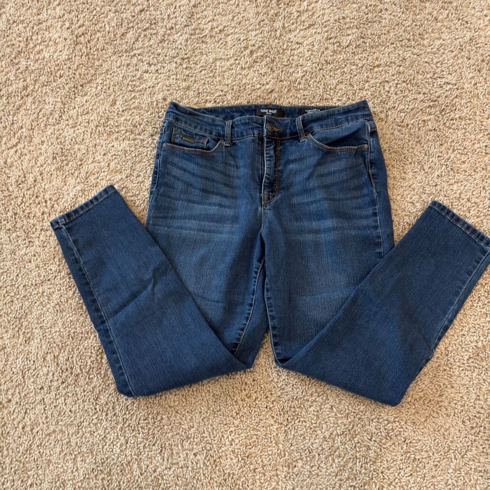 Nine West Jeans Womens 12P Blue Cigarette High Rise Skinny Ankle Denim Pants